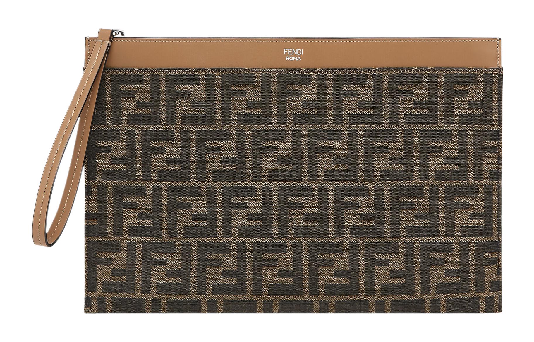 

FENDI Большой мужской клатч из коровьей кожи, коричневый