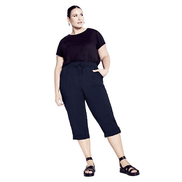 

Женские капри plus size из хлопка с подвернутым краем Avenue, Navy