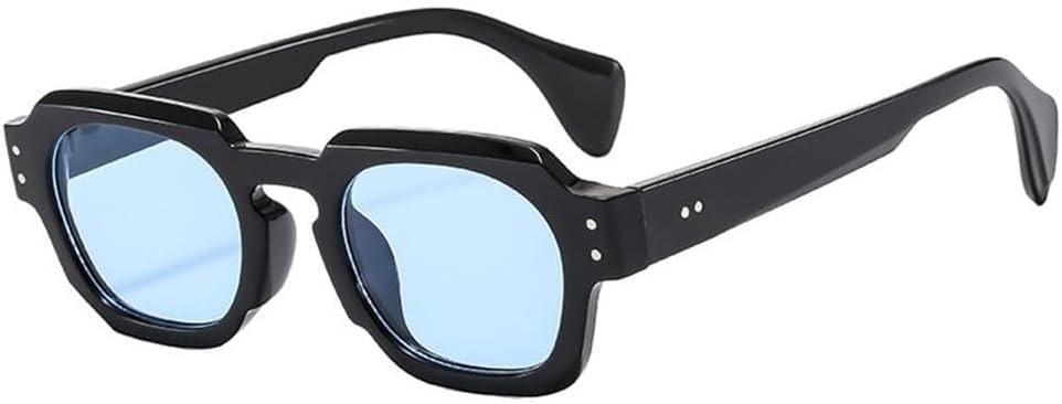 

Женские солнцезащитные очки с прозрачными линзами цвета океана, мужские с защитой от УФ-излучения UV400, с заклепками, в стиле панк, для занятий спортом на открытом воздухе, бега и верховой езды Generic, Black Blue