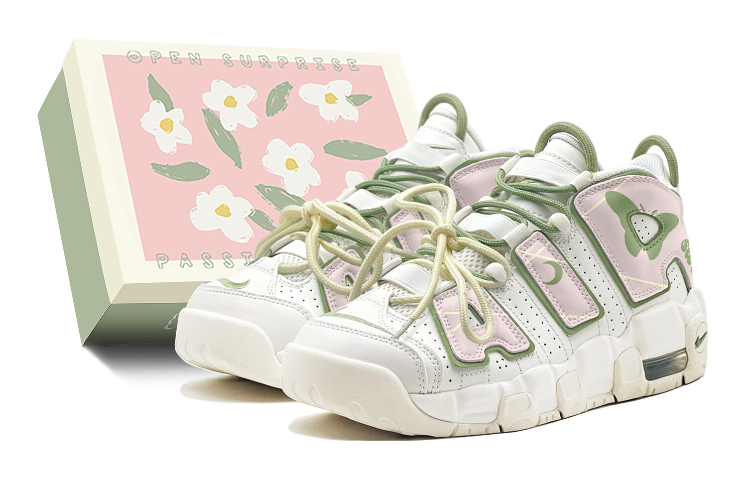 

Баскетбольные кроссовки Air More Uptempo для детей, начальная школа Nike, цвет Lotus Color