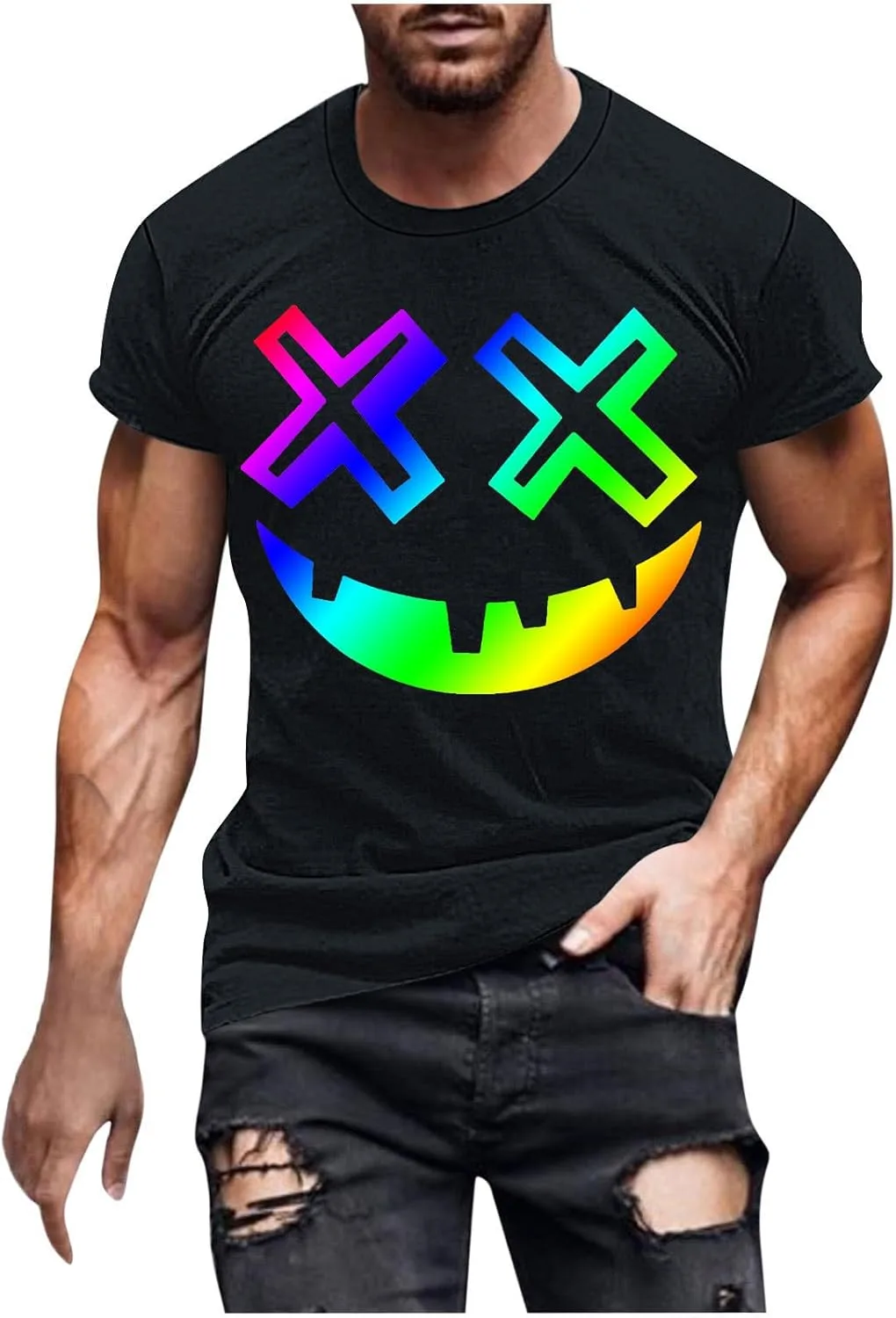 

Мужская футболка Halloween с 3D принтом Pumpkin Face, короткий рукав, круглый вырез Xiaojmake