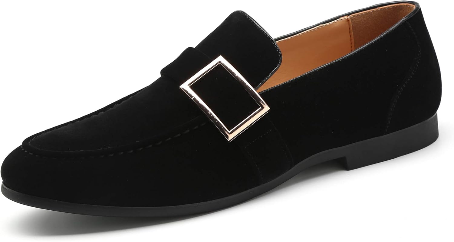 

Повседневные мужские туфли без шнурков, слипоны, замшевые мокасины с пряжкой, лоферы черные, коричневые, бежевые Santimon