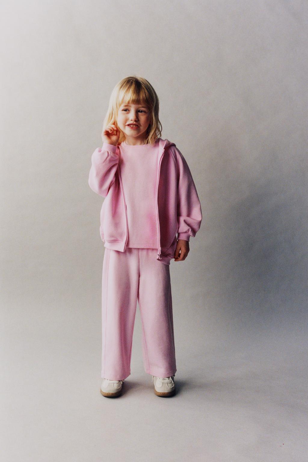 

Базовая толстовка с вышивкой на молнии ZARA, цвет Pastel pink
