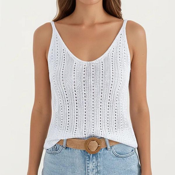 

Женский топ без рукавов с V-образным вырезом и приталенным силуэтом Anna-Kaci, White