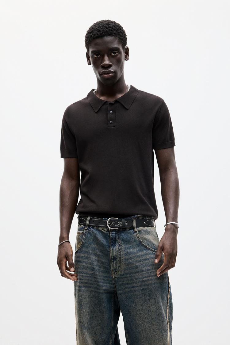 

Трикотажная рубашка-поло с коротким рукавом Pull And Bear, коричневый