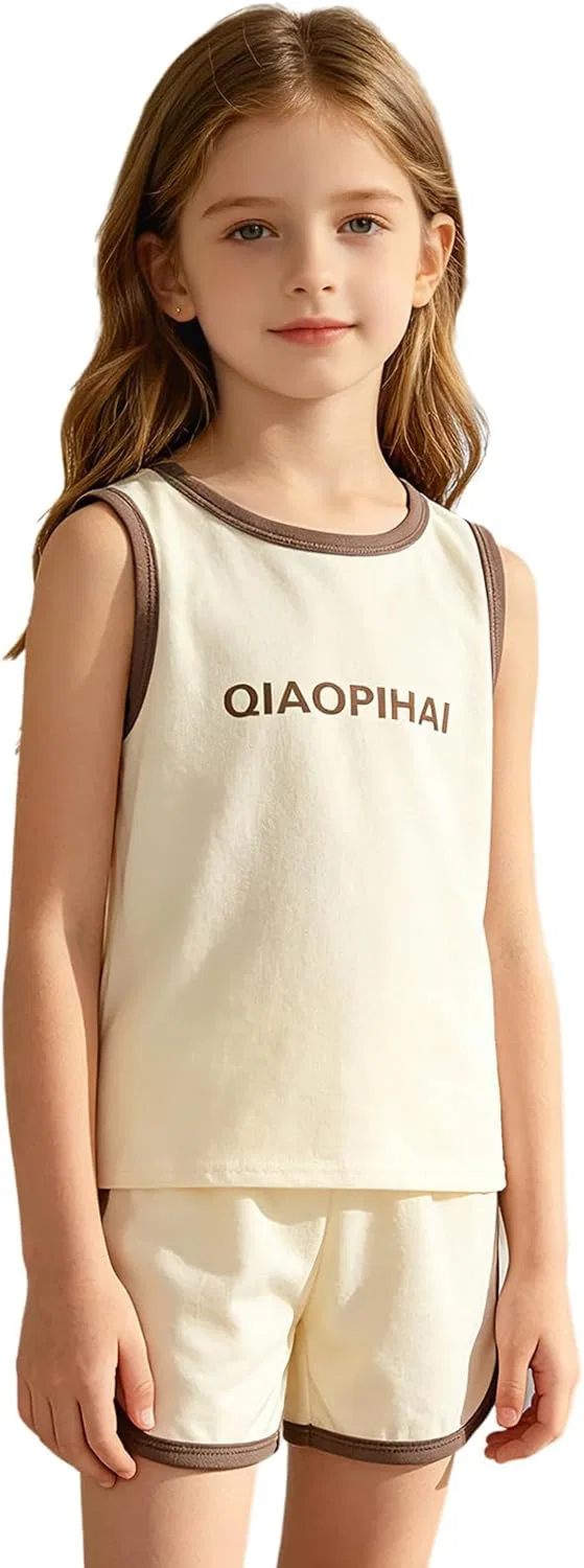 Детский спортивный костюм XUNZOO, топ и шорты, Beige