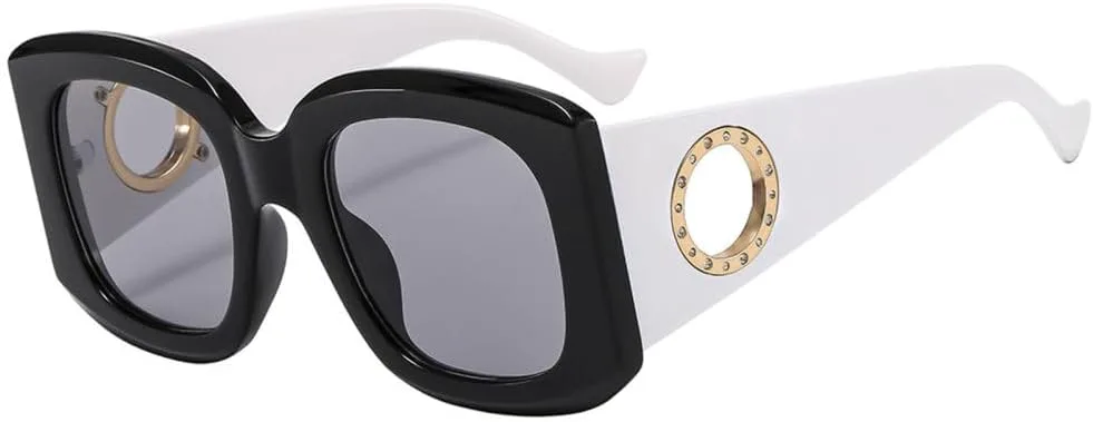 

Большие солнцезащитные очки для женщин в винтажном стиле, мужские солнцезащитные очки, защита от УФ-излучения UV400, роскошные женские очки LVTFCO, Black White