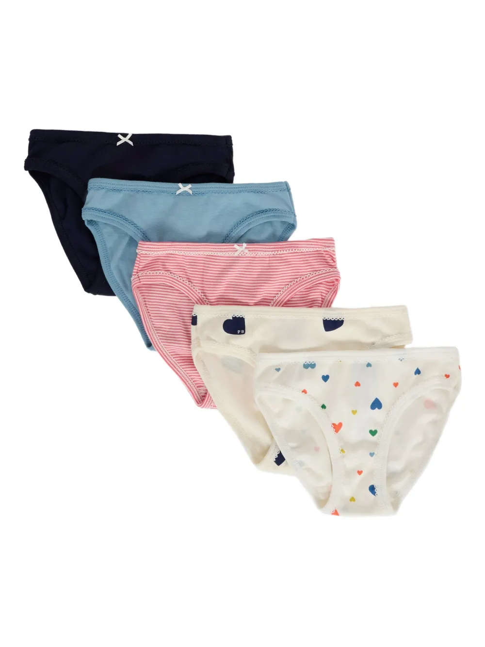 

Трусики с принтом в виде сердца и бантиком (упаковка из пяти шт.) Petit Bateau, черный
