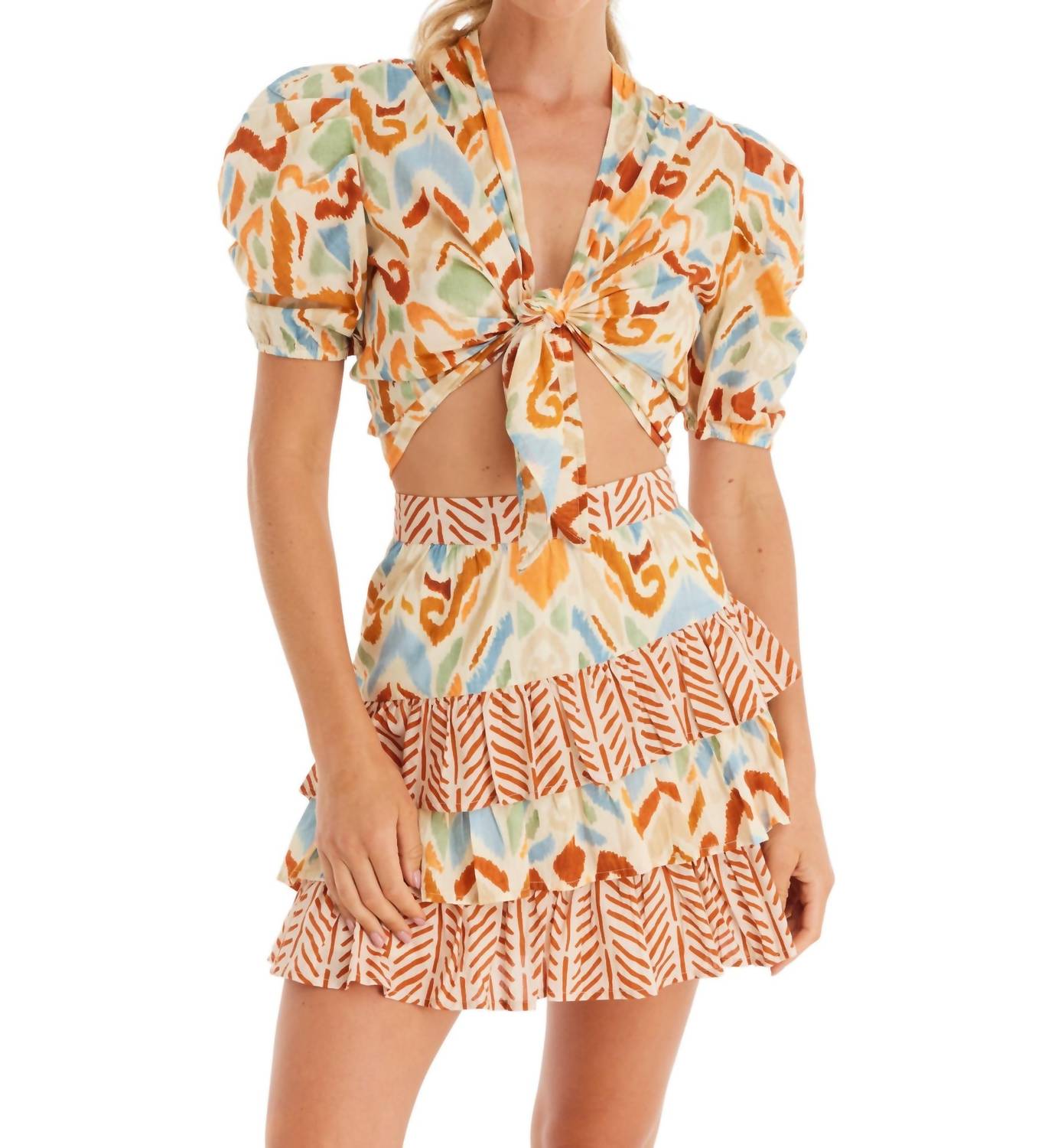 

Мини-юбка Ariana в миксе икатов ALLISON NEW YORK, цвет ikat mix