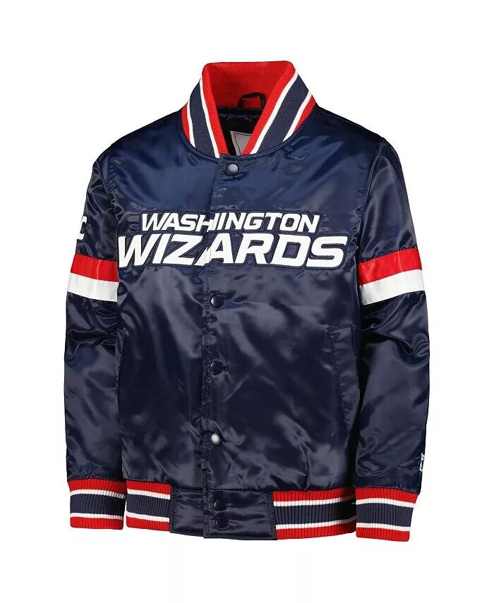 Темно-синяя университетская атласная куртка на кнопках Big Boys Washington Wizards Home Game Starter, синий — фото 2