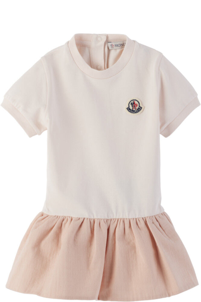 

Платье из хлопка нежно-розового цвета со сборками Moncler Enfant