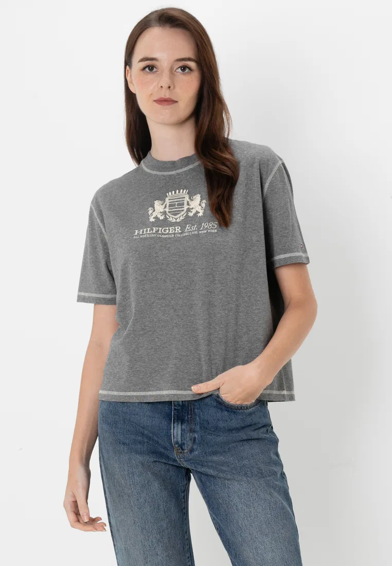 Футболка свободного кроя с круглым вырезом, Tommy Hilfiger, серый