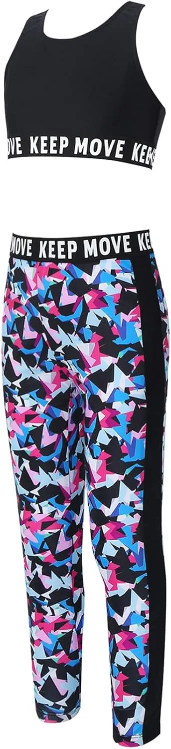 Детский спортивный комплект топ и леггинсы Moggemol, принт, Colorful-rhombus — фото 2