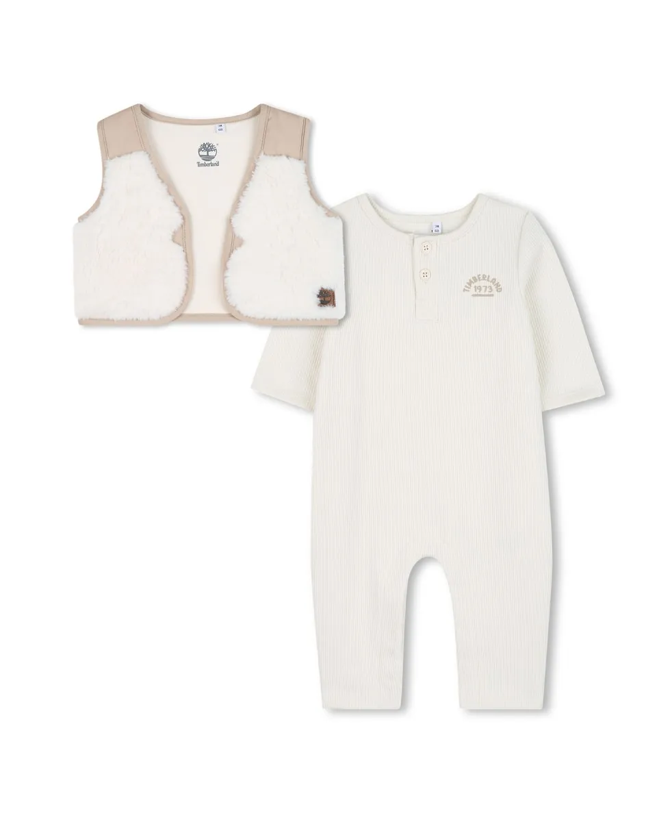 

Набор для малыша кремового цвета с длинными рукавами Timberland