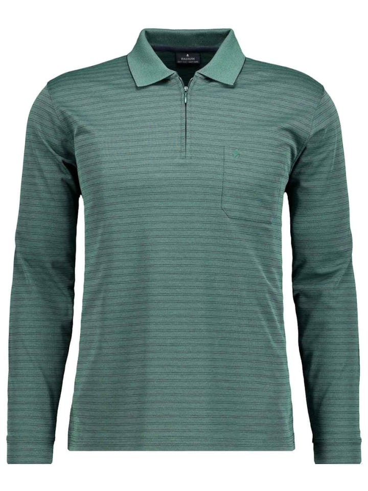 

Рубашка-поло Fineliner с застежкой-молнией и длинным рукавом зеленого цвета Ragman