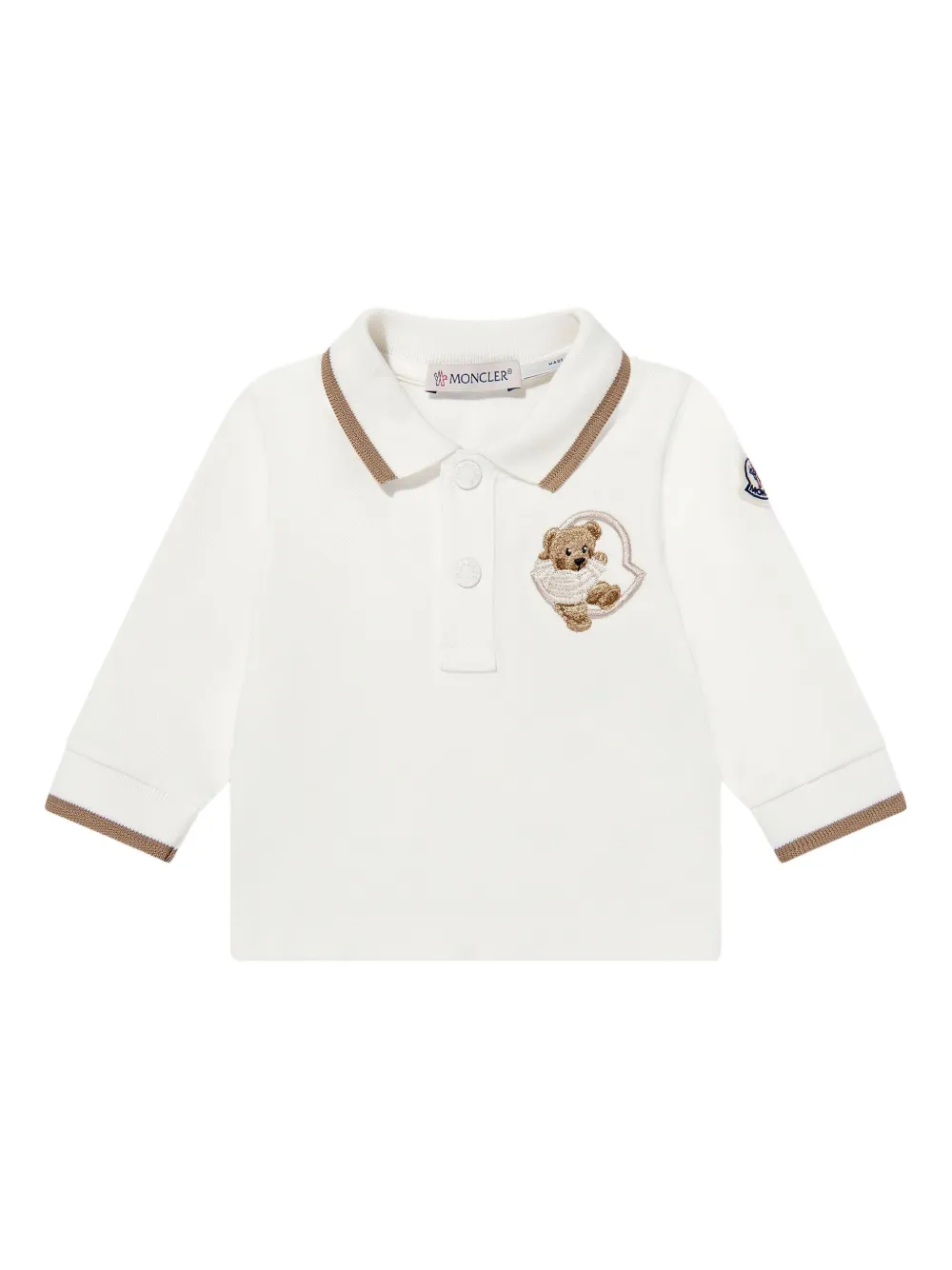 

Рубашка-поло с вышивкой Тедди Moncler Enfant, белый