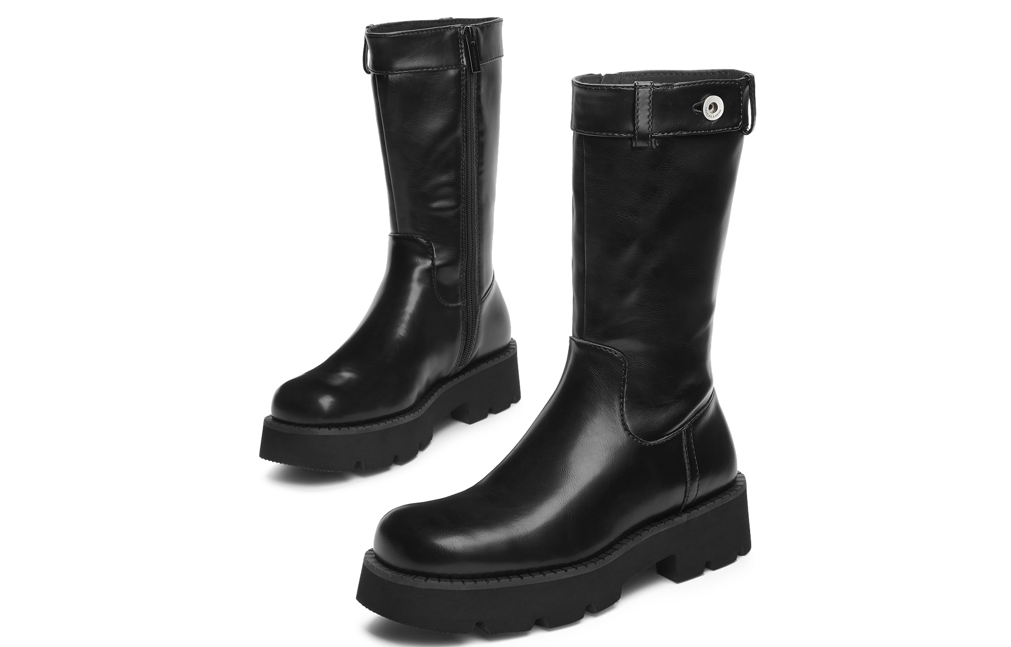 CHARLES&KEITH Чёрные женские ботинки Small CK до колена на каблуке 4,5 см, цвет Black — фото 4