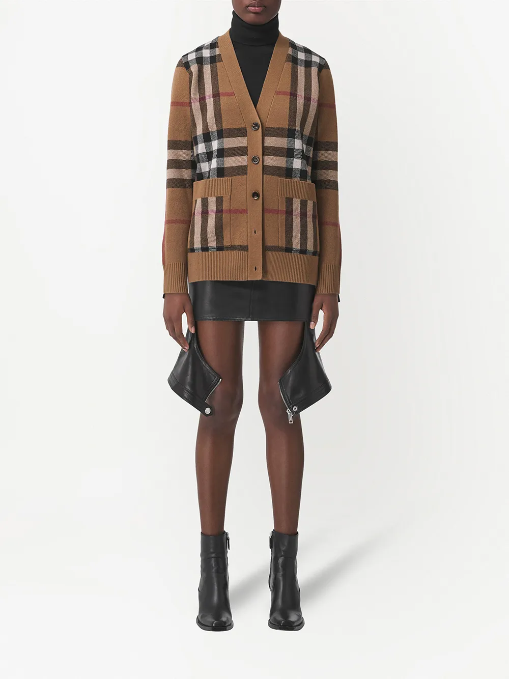 Кардиган Burberry Кашемировый в клетку, коричневый — фото 2