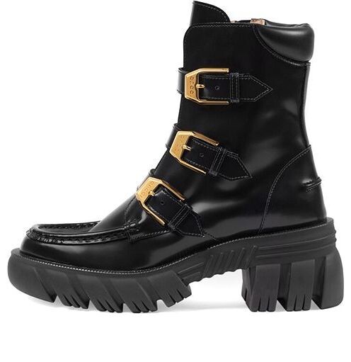 Кроссовки leather ankle boots 'black' Gucci, черный