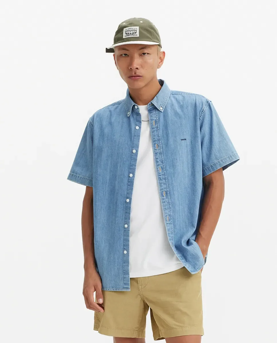 Рубашка свободного кроя из хлопка для мужчин Levi's, синий