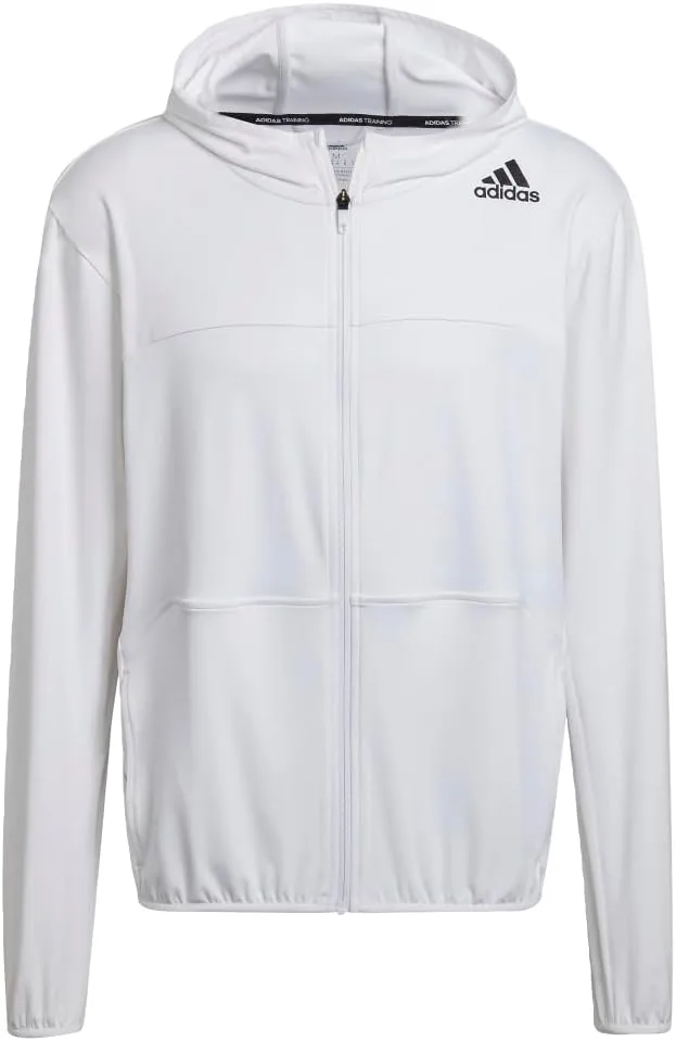 Мужская тренировочная куртка Adidas с капюшоном и принтом, свободного кроя, белый — фото 2