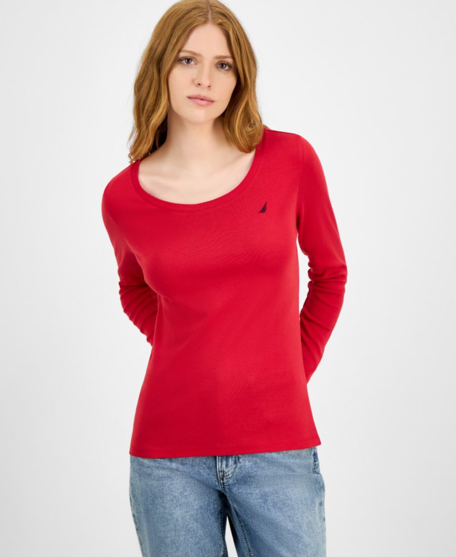 

Женская хлопковая футболка с длинными рукавами и круглым вырезом, только онлайн Nautica Jeans, Samba