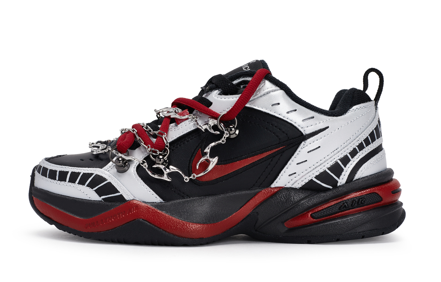 

Air Monarch 4 нескользящие и износостойкие утолщенные низкие кроссовки для увеличения роста унисекс черный серебристый Nike, черный серебряный красный