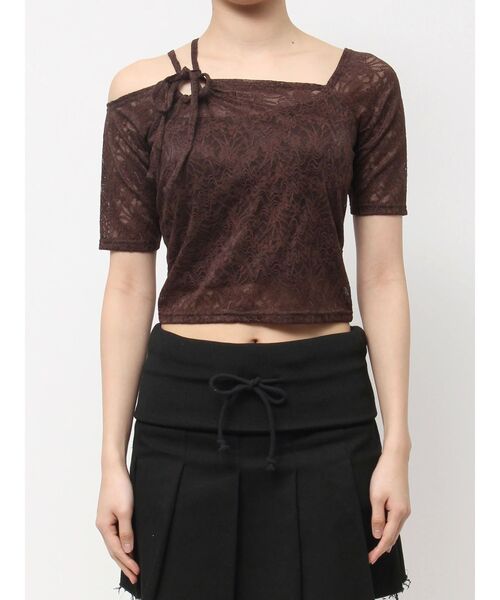 

Топ облегающий кружевной EMODA, коричневый