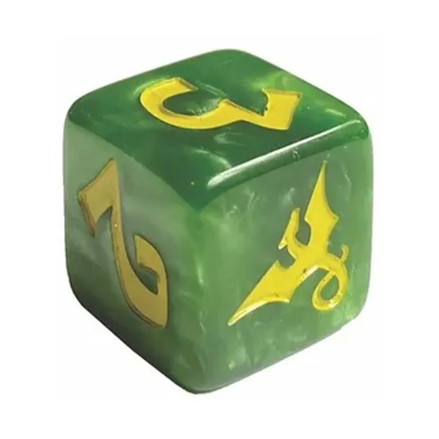 

d6 Зеленый водоворот с желтым, Dragon Dice (Black Oak)
