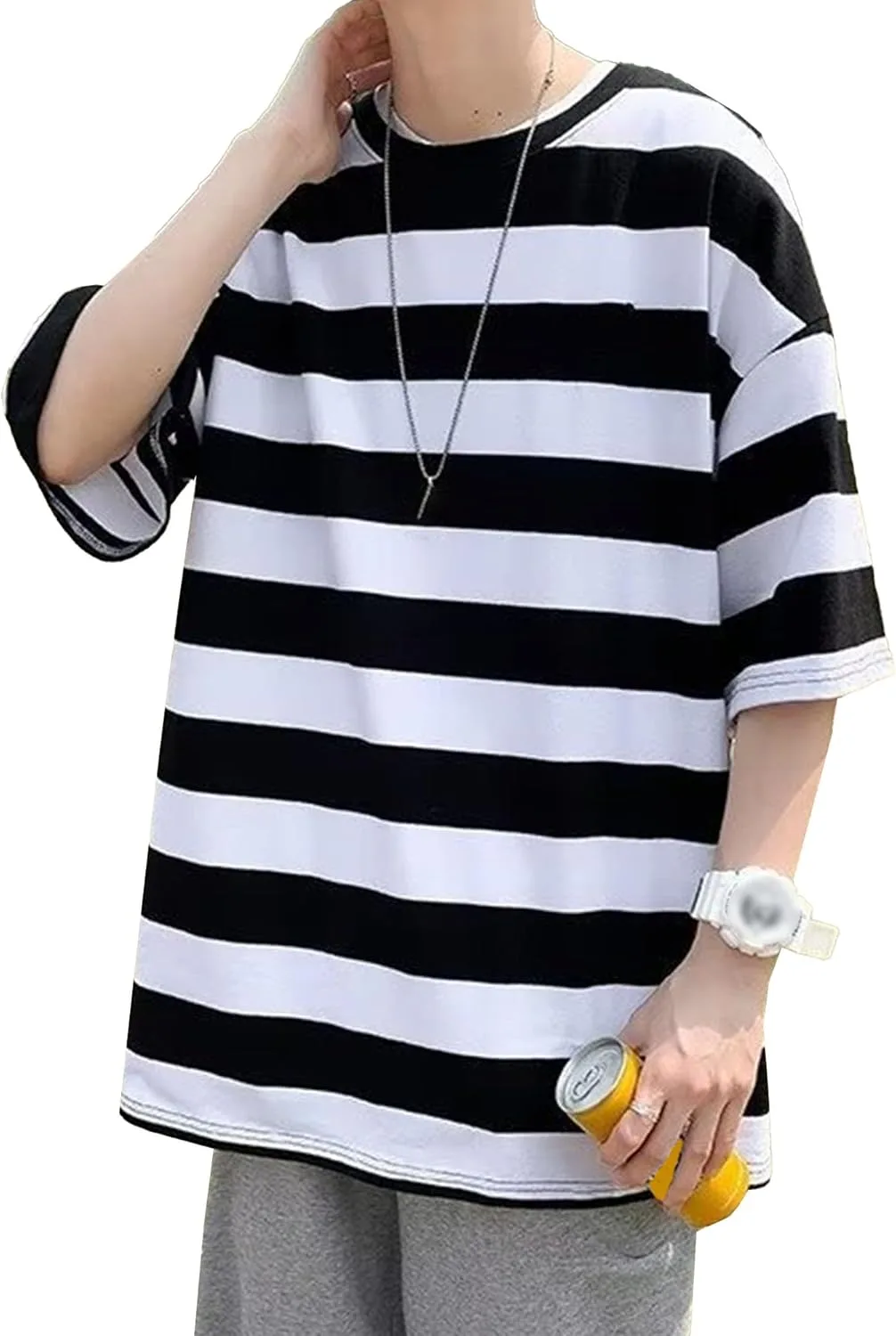 

Мужская футболка с цветными блоками и полосками, свободная, легкая Maiyifu-GJ