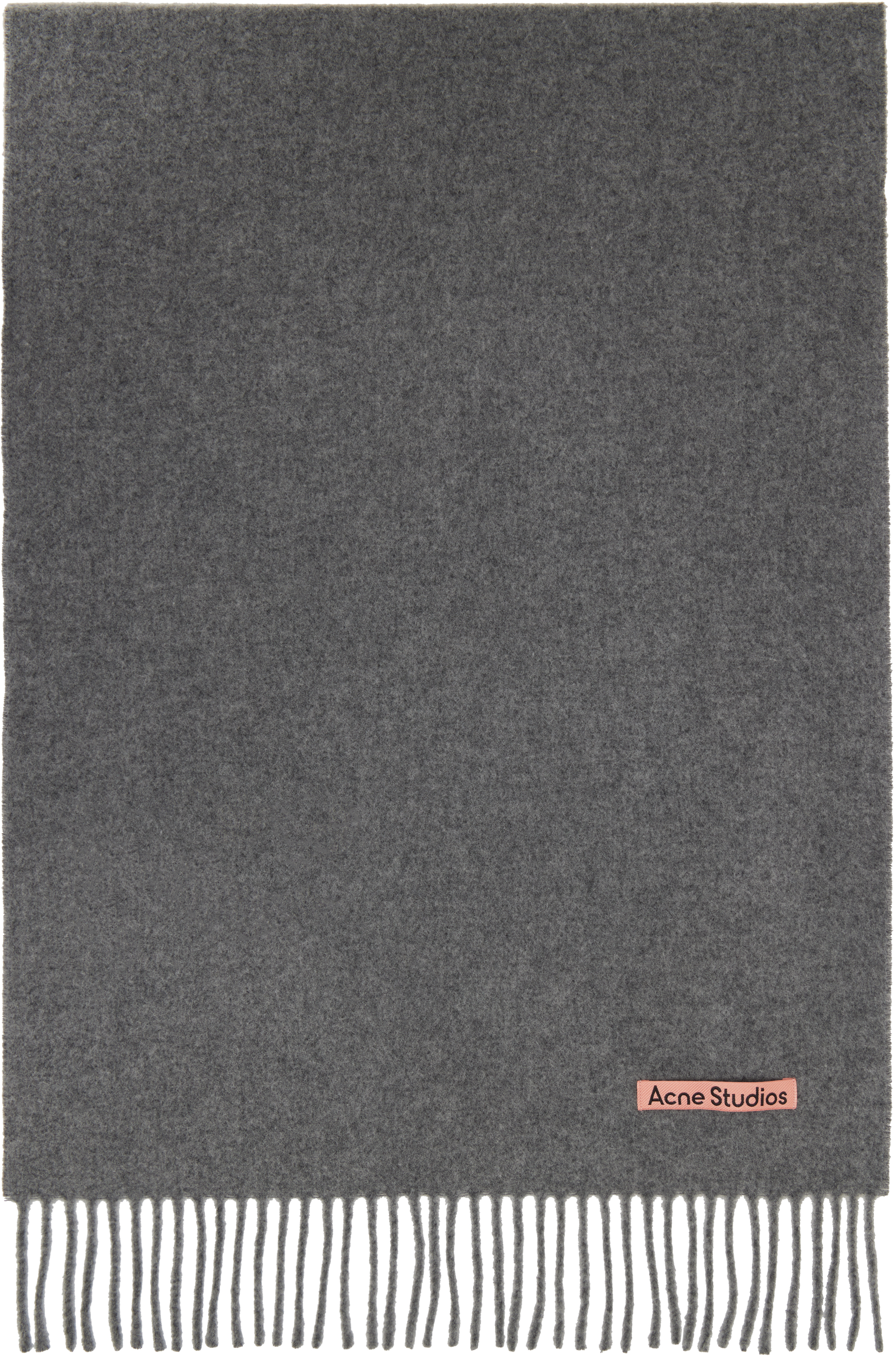 

Серый узкий шерстяной шарф с бахромой Acne Studios, Grey melange