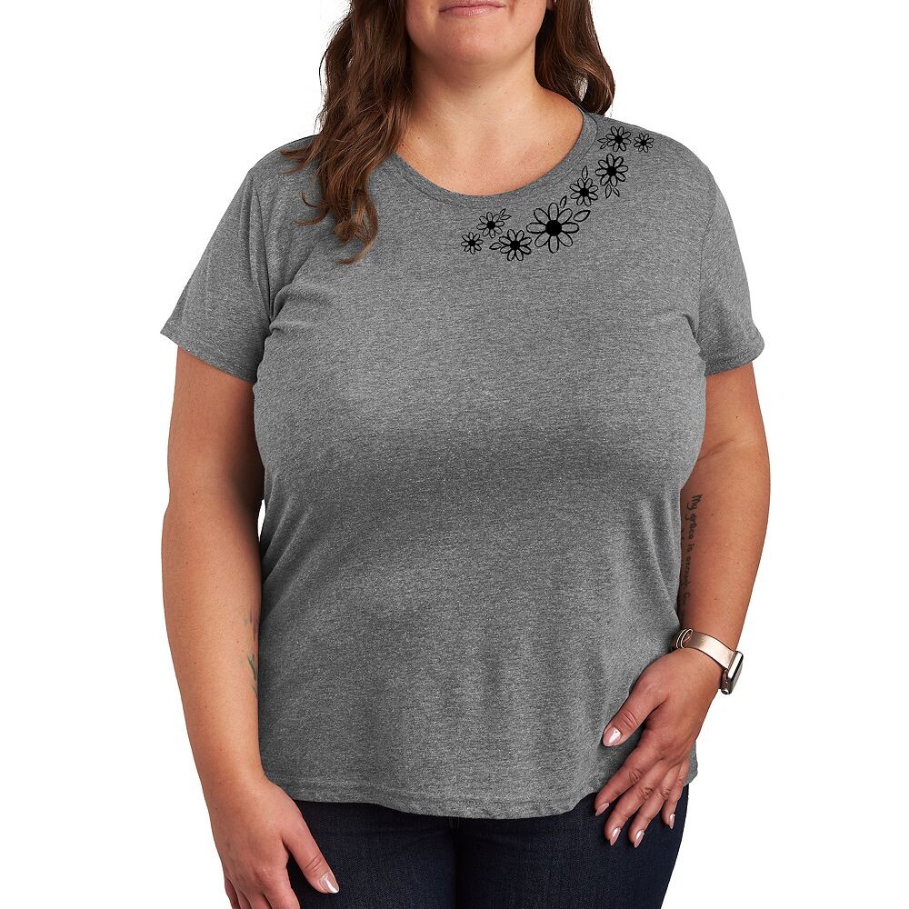 

Футболка с рисунком Plus с цветочным рисунком, цвет Heather Gray