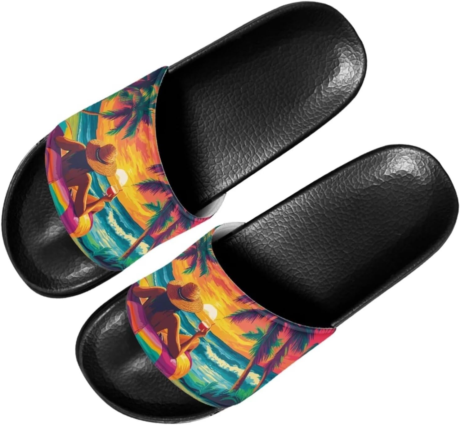 

Женские повседневные шлепанцы Forchrinse Black Cat с нотками музыки, мягкие нескользящие открытые тапочки, шлепанцы с плоской подошвой из ЭВА, красный