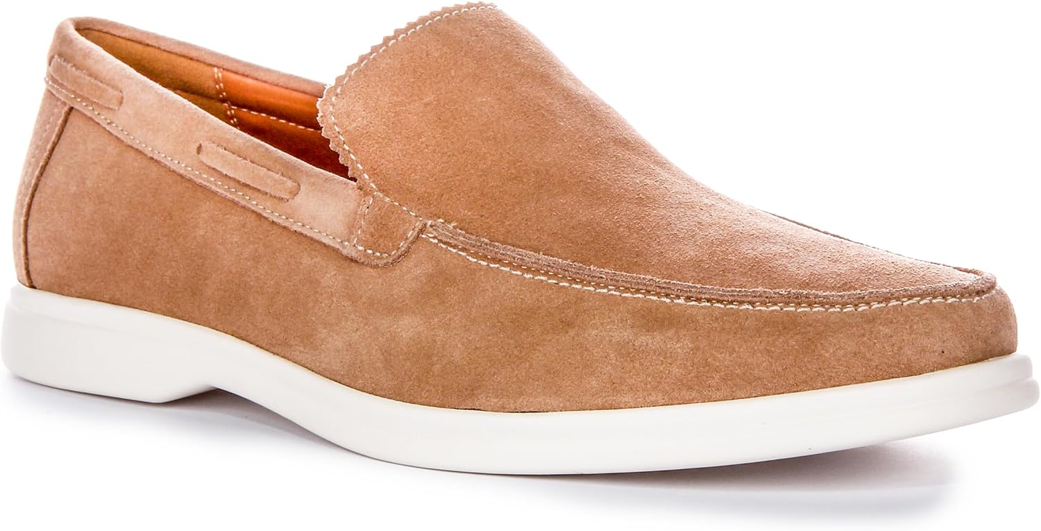 

JUSTINREESS ENGLAND Мужские слипоны синие из замши и кожи Charles, удобная обувь в стиле смарт-кэжуал