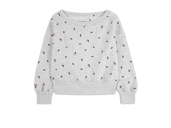 Свитшот с принтом оверсайз Printed Off-the-shouder Sweatshirt abercrombie kids, Bright White