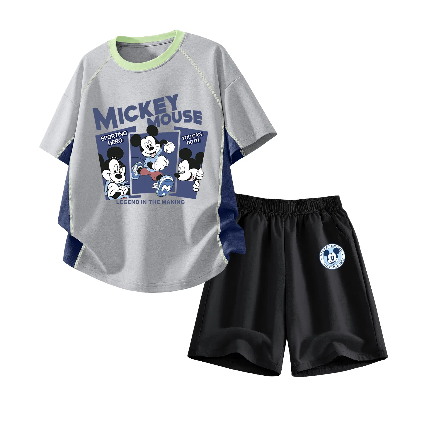 Детский спортивный костюм Disney Kids Casual Sportswear с круглым вырезом, серый с Микки Маусом