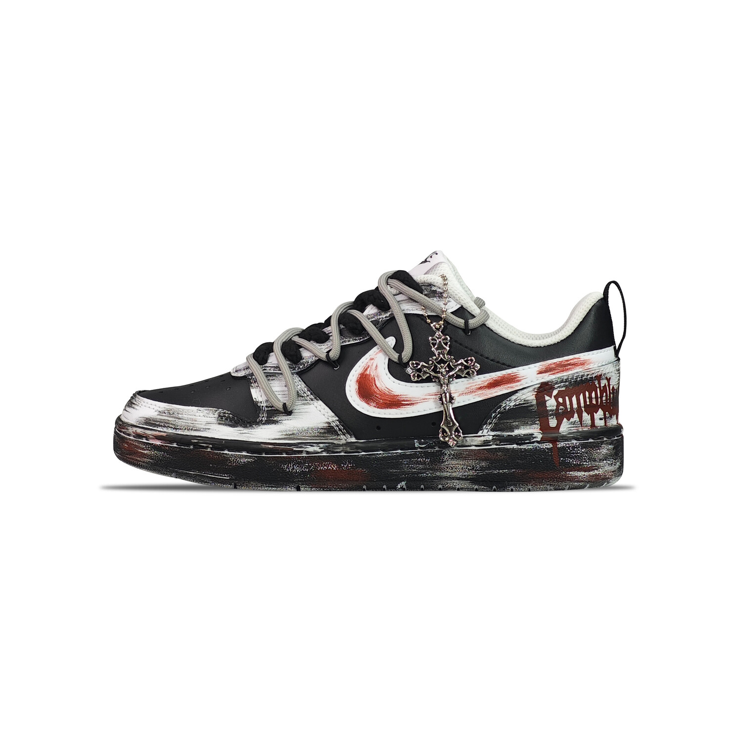 

Кроссовки Nike Court Borough Skateboarding Shoes Women's Low-top Black/white/red, черный/оранжевый