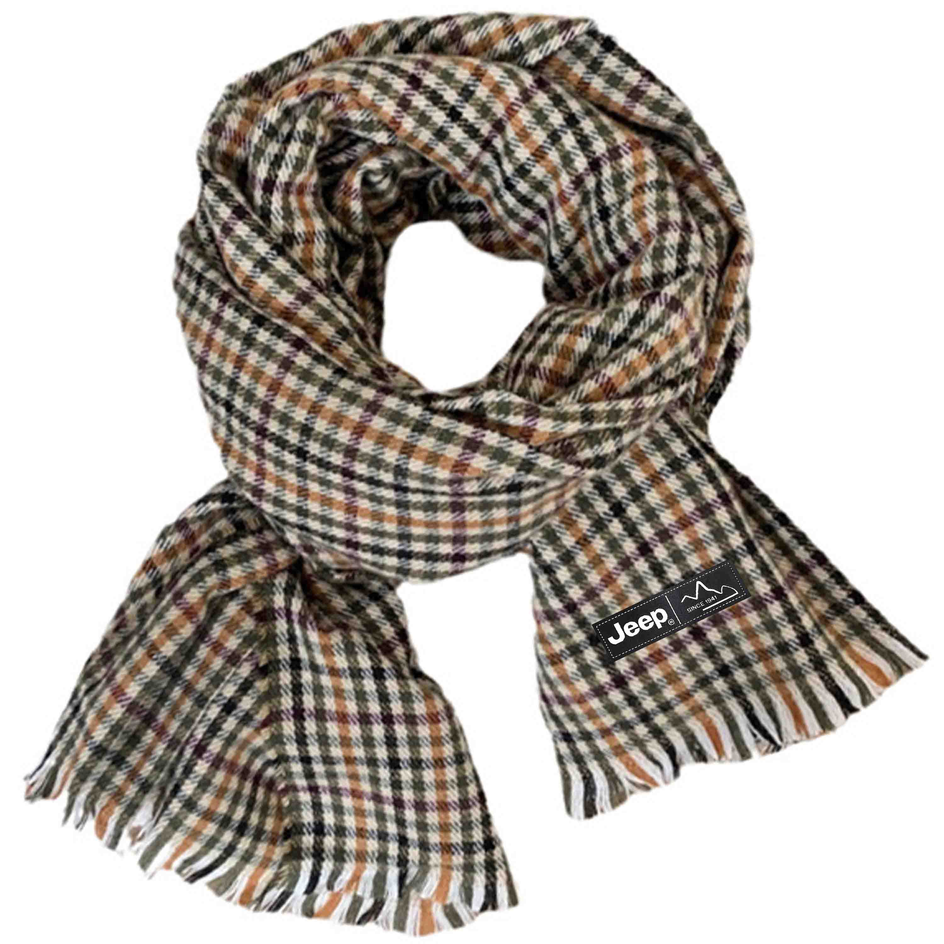 

Шарф из полиэстера Unisex Jeep, желтый зеленый plaid