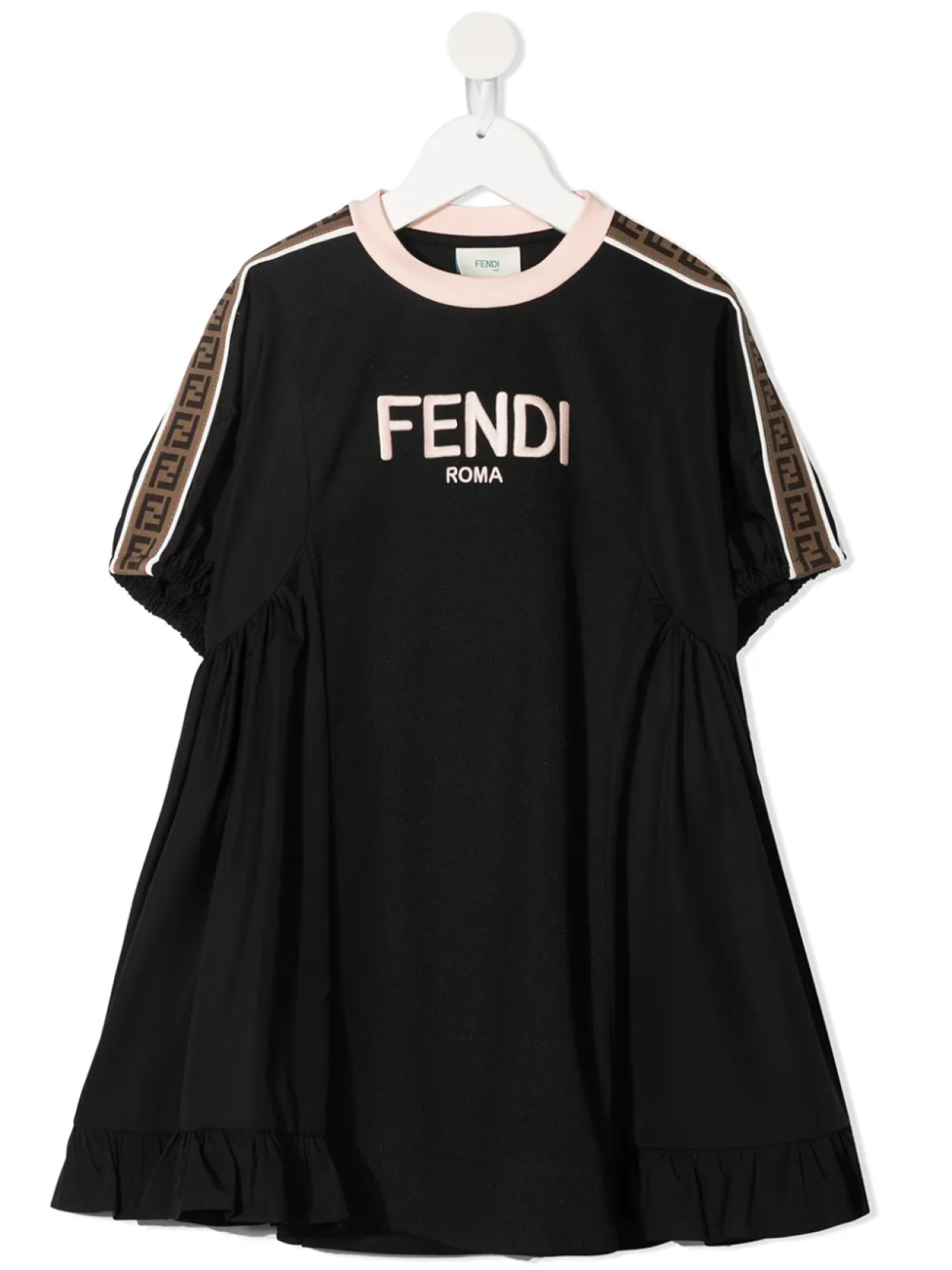 

Платье с короткими рукавами и логотипом Fendi Kids, черный