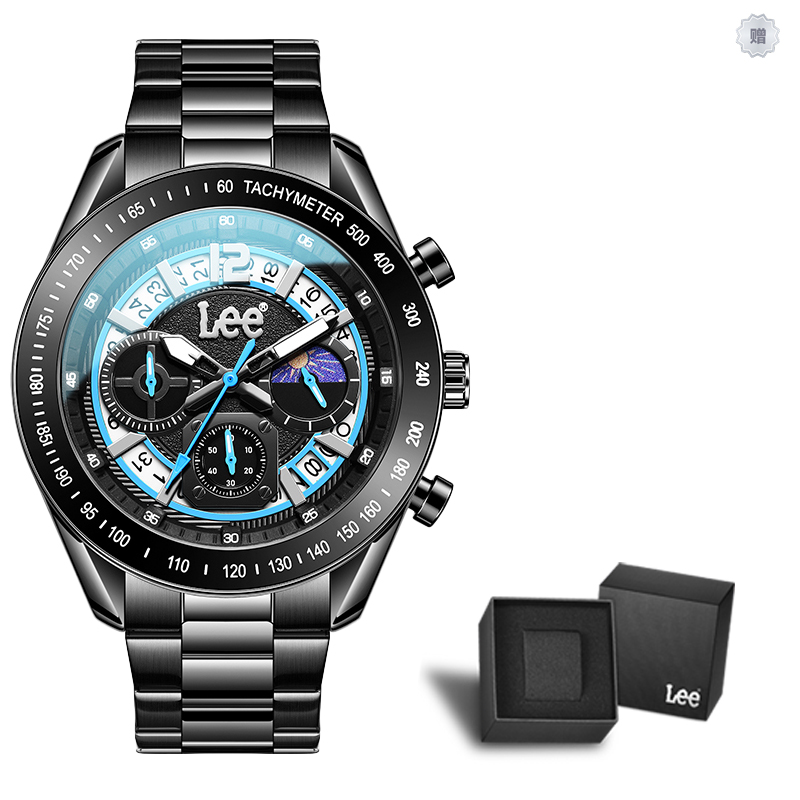 

Lee Часы Wrist Watch Quartz Movement Steel Strap 42 Black Dial Men's Watch Node Holiday Classic