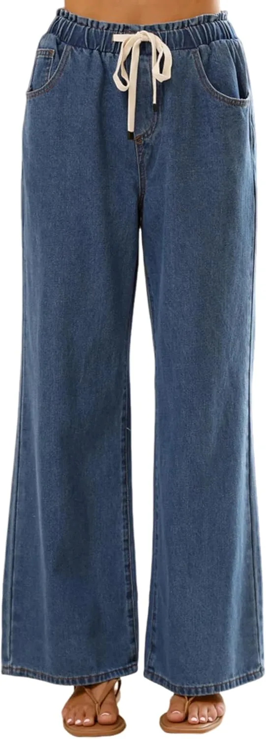 

Женские джинсы Yeokou с широкими штанинами, свободного кроя, на высокой эластичной талии