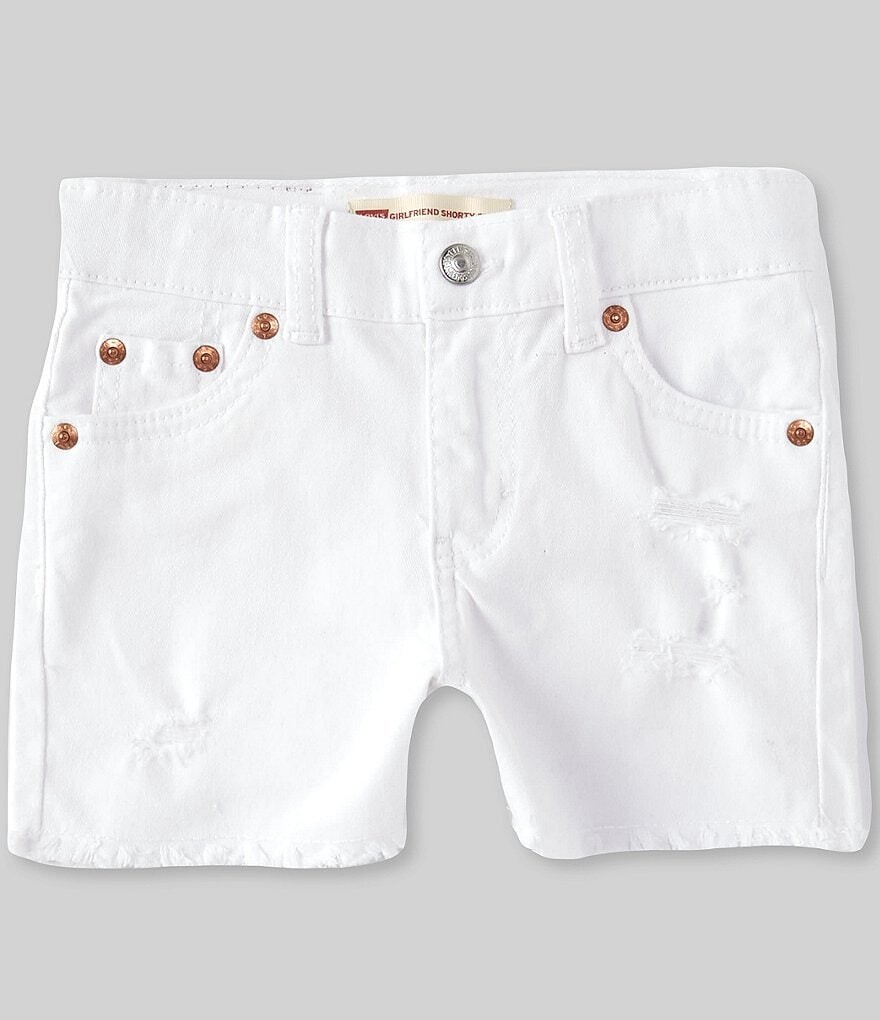 

Джинсовые шорты Levi's Little Girls 2T-6X Girlfriend Frey-Hem Shorty, белый