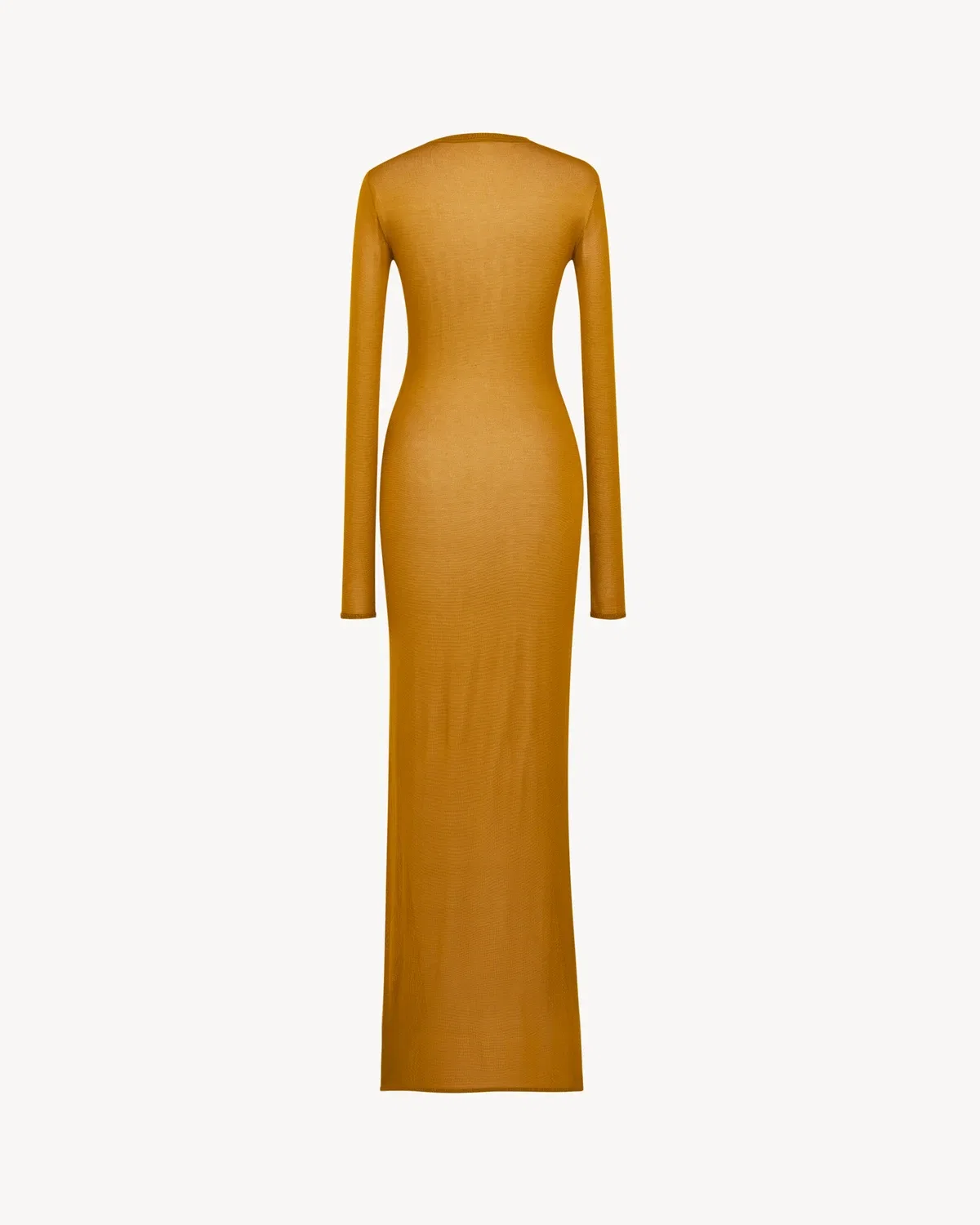 Длинное трикотажное платье с круглым вырезом SAINT LAURENT, оранжевый — фото 3