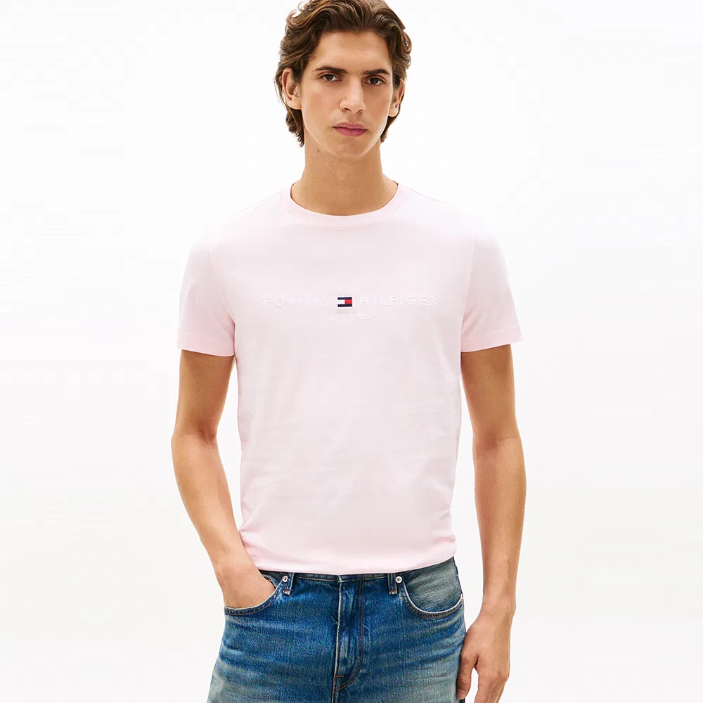 Мужская светло-розовая футболка с логотипом "Core Logo" от Tommy Hilfiger