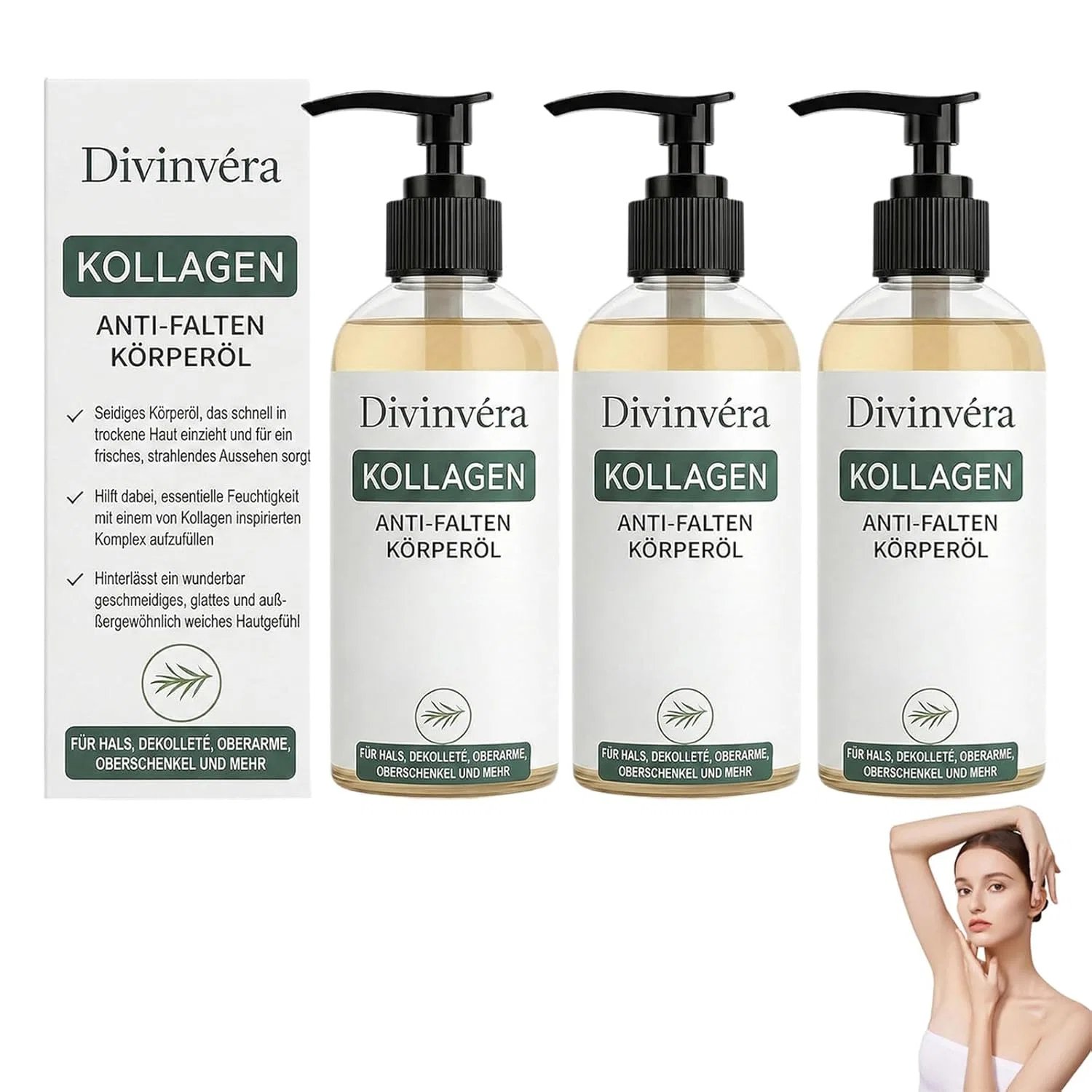 Коллагеновое масло для тела Divinova для подтяжки кожи, 3 флакона по 100 мл Ditu, 3 Bottles