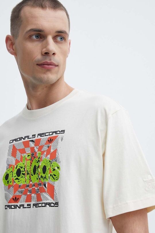 

Хлопковая футболка adidas Originals, бежевый