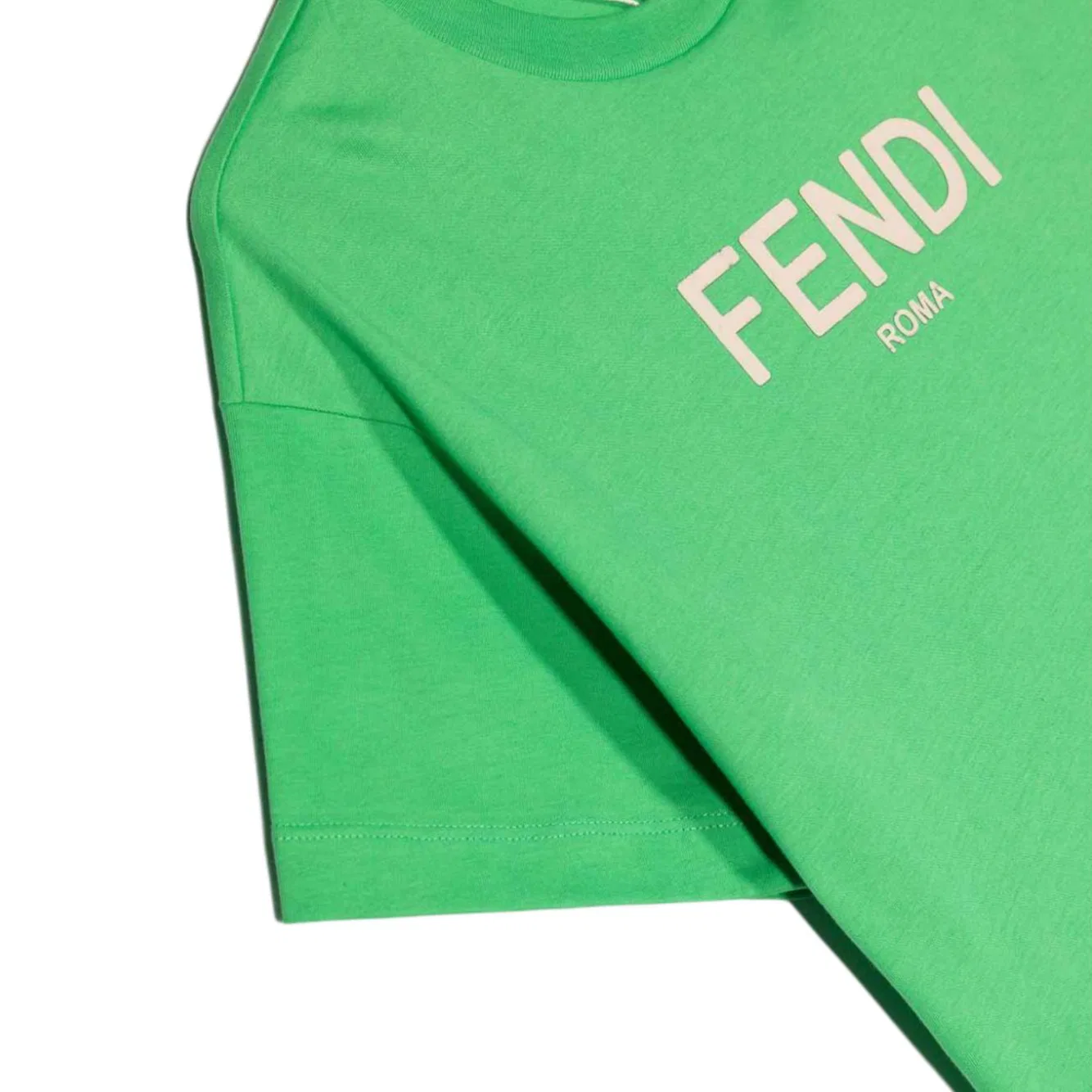 Футболка FENDI Kids с круглым вырезом зеленая — фото 4
