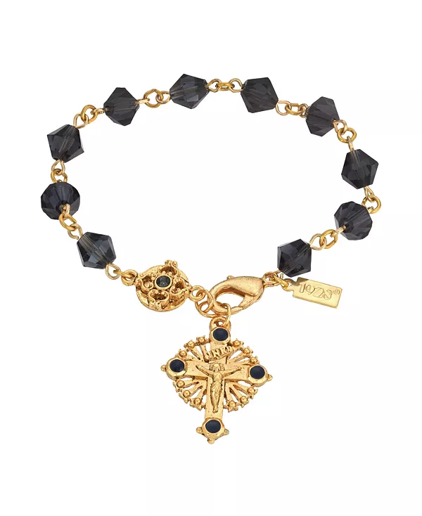 

Браслет-Распятие с четками «Окна в небеса», покрытый синим золотом 14 карат Symbols Of Faith, blue