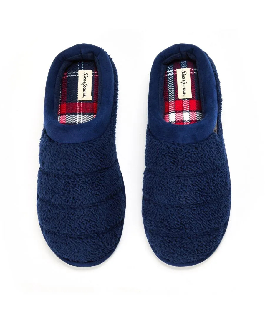 Мужские стеганые домашние тапочки Asher Dearfoams, темно-синий blazer — фото 4