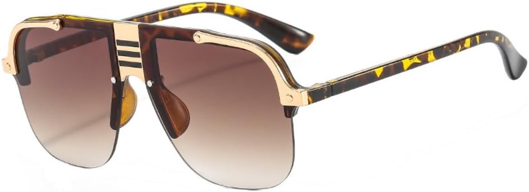 

Солнцезащитные очки для мужчин и женщин - защита UV400 - безободковые, увеличенного размера, с плоской верхней частью, большие, для занятий спортом на открытом воздухе и вождения DSVIGF, Leopard